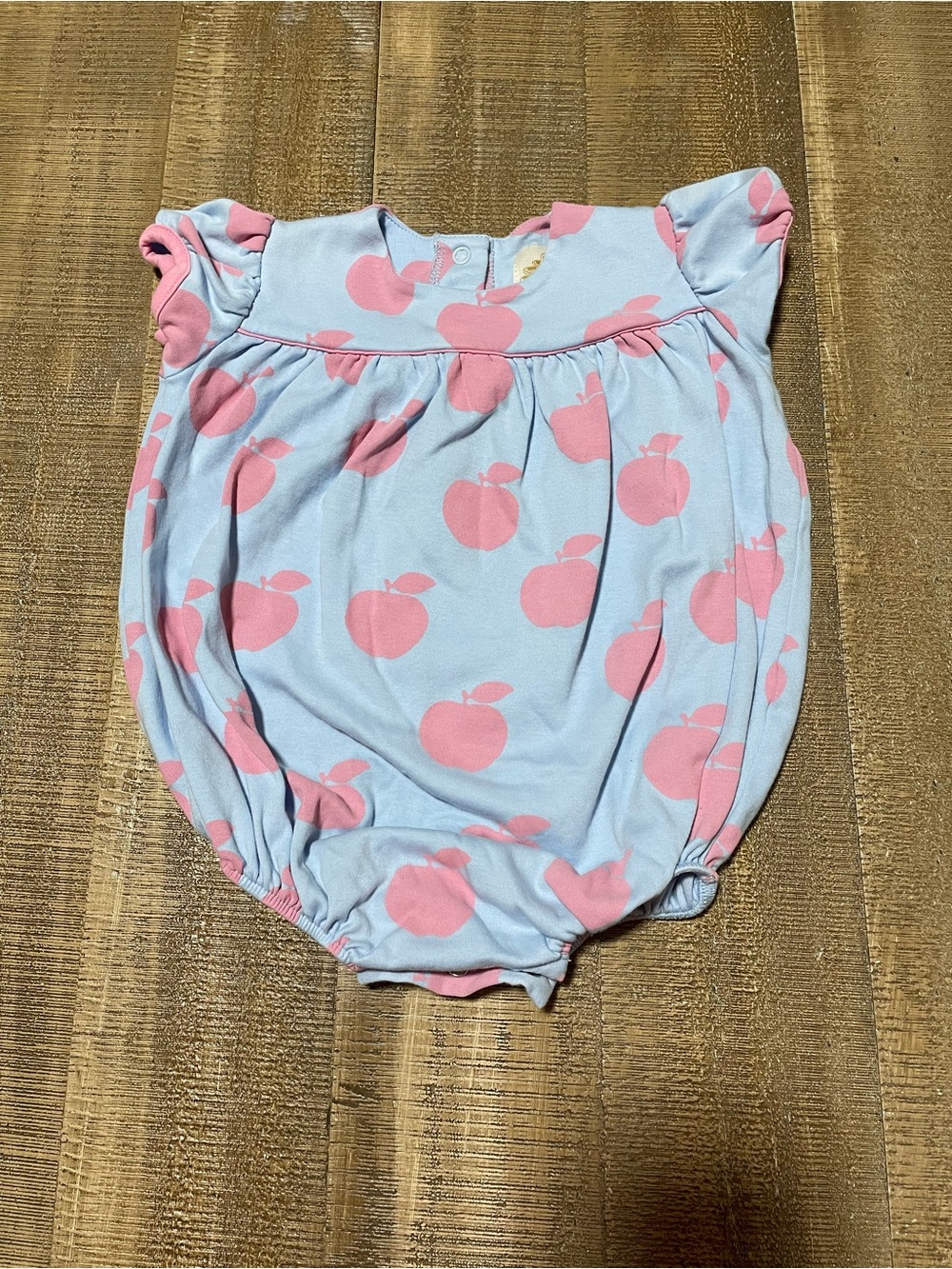 TBBC Baby Girls Blue & Pink Apple Print Bubble Romper